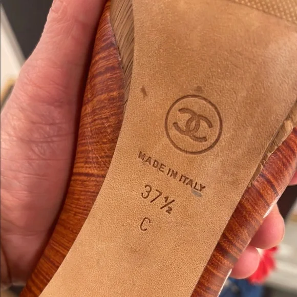 Chanel Rare Runway MarieJane Wedge Brown Floral Heels Size 7.5 M - Picture 15 of 16